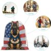 Police Dog Blue Line American Flag Drawstring Backpack Gym Bag Pull String…