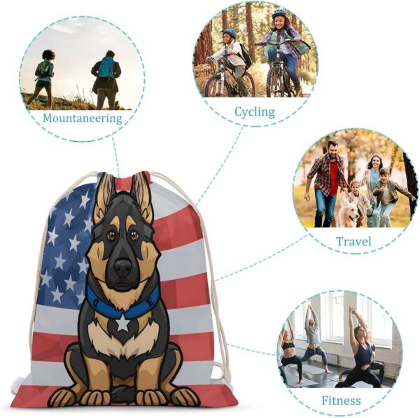 Police Dog Blue Line American Flag Drawstring Backpack Gym Bag Pull String…