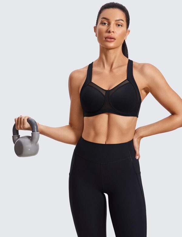 SYROKAN High Impact Sports Bras for Women High Support Unlined Underwire…