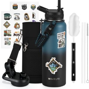40 oz Insulated Water Bottle with Straw (Cold for 48 Hrs), Stainless Steel Triple Wall…