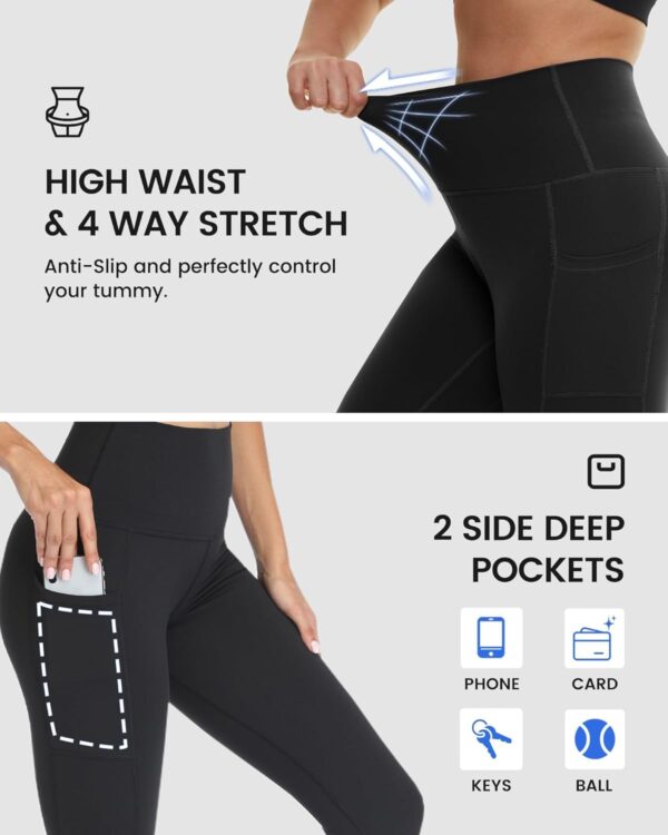 3 Packs Leggings with Pockets for Women, Soft High Waisted Tummy Control…