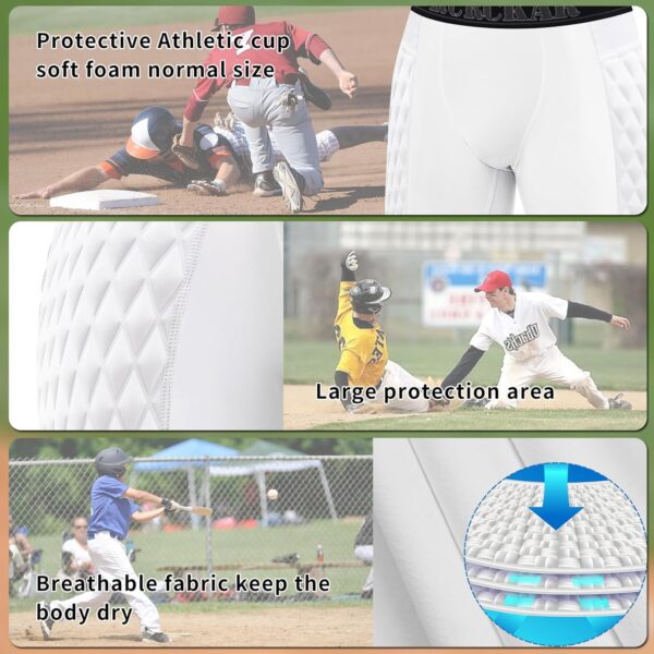 Youth Boys Baseball Padded Sliding Shorts Protective Athletic Compression Underwear…