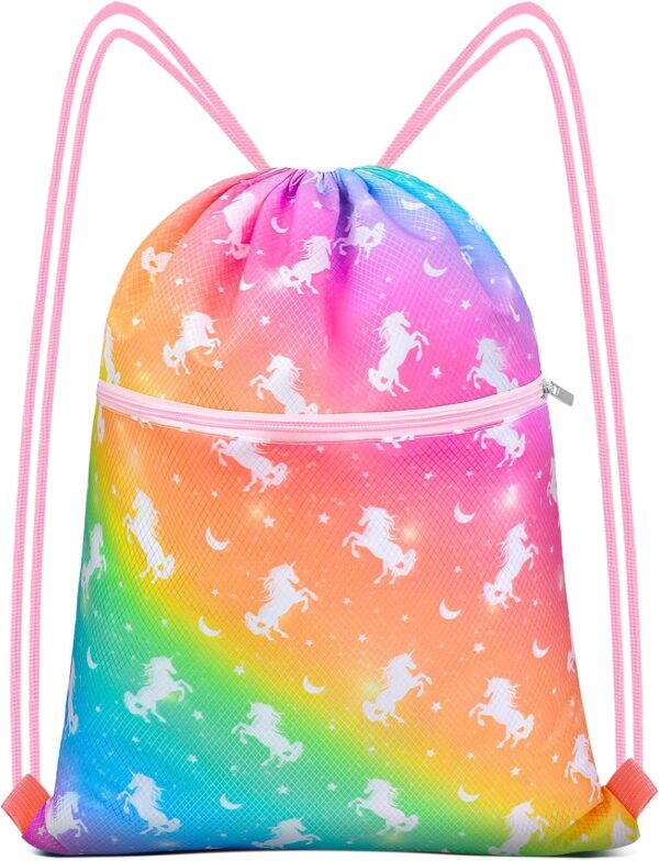 Fiodrimy Drawstring Backpack String Bag for Kids, Girls Gym Sackpack Cinch…