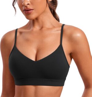 CRZ YOGA Butterluxe V-Neck Sports Bras for Women – Adjustable Thin Straps…