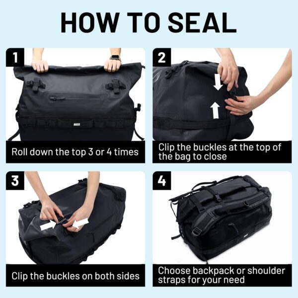 MIER Large Waterproof Duffel Bag Rolltop Dry Backpack Duffle Bags for…