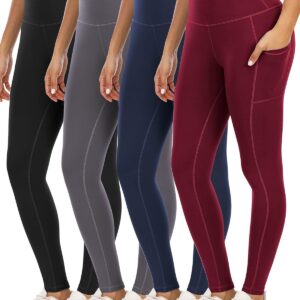 4 Pack Leggings with Pockets for Women,High Waist Tummy Control Workout Yoga…