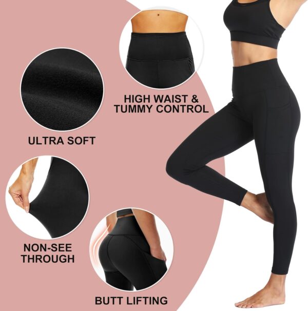 NexiEpoch 4 Pack Leggings for Women – High Waisted Tummy Control Soft Black…