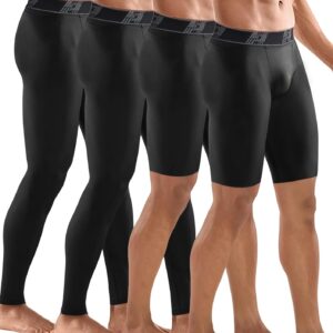 4 Pack Compression Pants Tights Leggings Men, Winter Baselayer for Running Workout…