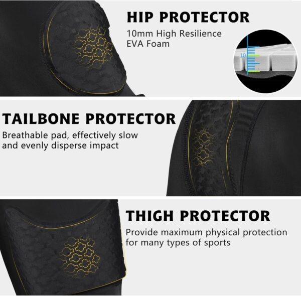 Mens Football Girdle with Pads Padded Compression Short Hip Thigh Butt Tailbone…