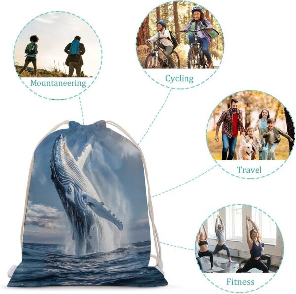 Humpback Sea Whale Ocean Animal Drawstring Backpack Gym Bag Pull String…