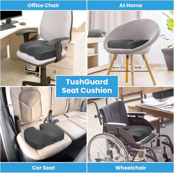 TushGuard Seat Cushion – Memory Foam Cushion for Office Chair, Car Seat, Airplane,…