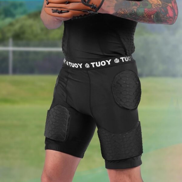 Mens Football Girdle with Pads Padded Compression Short Hip Thigh Butt Tailbone…