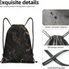 Drawstring Backpack For Women Men Waterproof Drawstring Bag Gold Black…