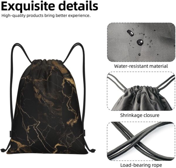 Drawstring Backpack For Women Men Waterproof Drawstring Bag Gold Black…