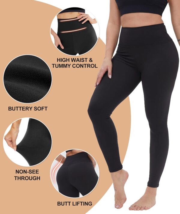 NexiEpoch High Waisted Leggings for Women – Black Tummy Control Compression…