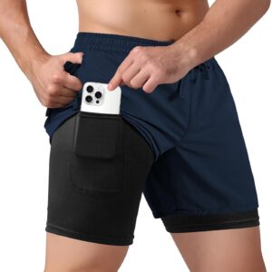 Men’s 2 in 1 Athletic Quick Dry Shorts,Running Lightweight,Sweat Wicking Gym Workout…