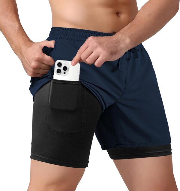 Men’s 2 in 1 Athletic Quick Dry Shorts,Running Lightweight,Sweat Wicking Gym Workout…