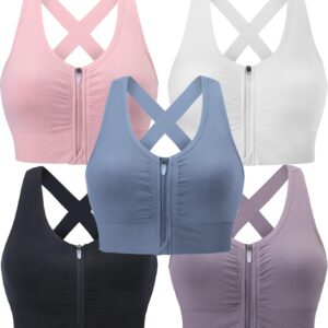Evercute Zip Front Post-Surgery Bra Women’s Wireless Sports Bras Padded…