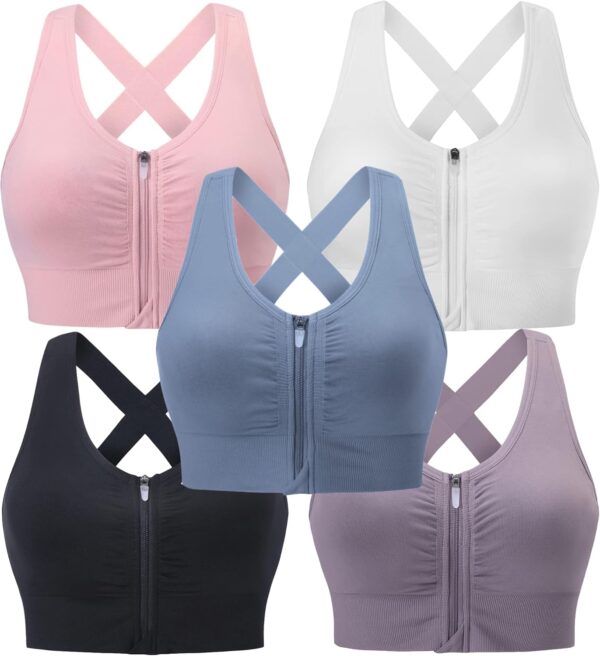 Evercute Zip Front Post-Surgery Bra Women’s Wireless Sports Bras Padded…