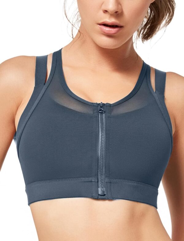Yvette High Impact Women Sports Bra Front Closure Double Deck Mesh Running…