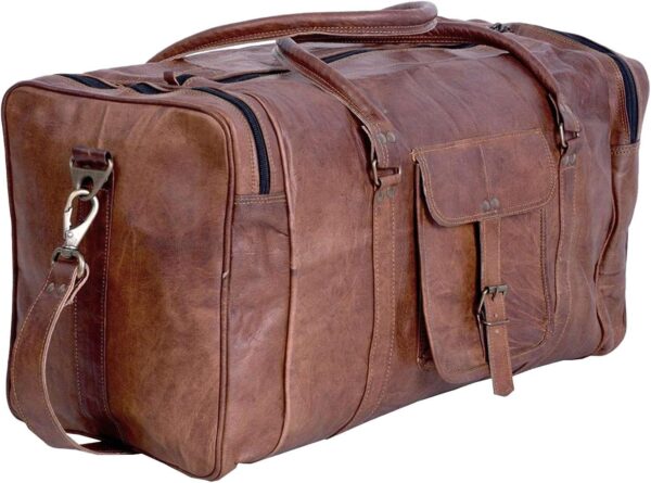 21 Inch Vintage Leather Duffel Travel Gym Sports Overnight Weekend Duffle…