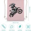 Dirt Bike Motocross USA Flag Drawstring Backpack Gym Bag Pull String Sport…