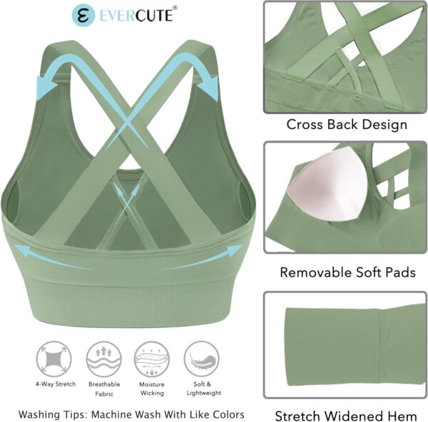 Evercute Sports Bra for Women Padded Medium Support Criss Cross Strappy Bras…