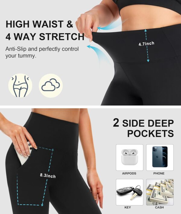 NEW YOUNG 3 Pack Leggings with Pockets for Women,High Waisted Tummy Control…