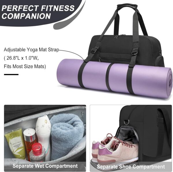 Sports Gym Bag for Women, Travel Duffle Bag with Shoe Compartment & Wet…
