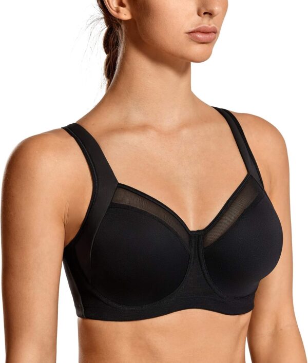 SYROKAN High Impact Sports Bras for Women High Support Unlined Underwire…