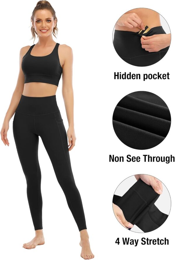 4 Pack Leggings with Pockets for Women,High Waist Tummy Control Workout Yoga…