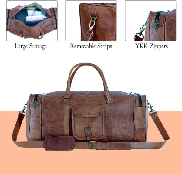 21 Inch Vintage Leather Duffel Travel Gym Sports Overnight Weekend Duffle…