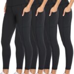 NexiEpoch 4 Pack Leggings for Women with Pockets- High Waisted Tummy Control...