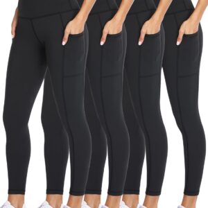 NexiEpoch 4 Pack Leggings for Women with Pockets- High Waisted Tummy Control…