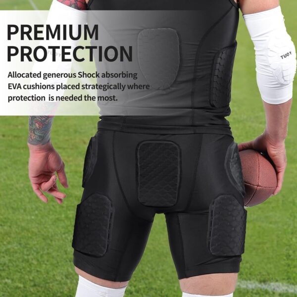 DGXINJUN Men’s Padded Football Girdles 5-Pads Integrated Football Pads with Hip Tail…