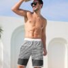 SILKWORLD Mens Swim Trunks with Compression Liner 9 Inch Long Bathing Suit 2 in 1…