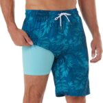 BRISIRA Mens Swim Trunks 9 Inch Inseam Board Shorts with Compression Liner Swimsuit...