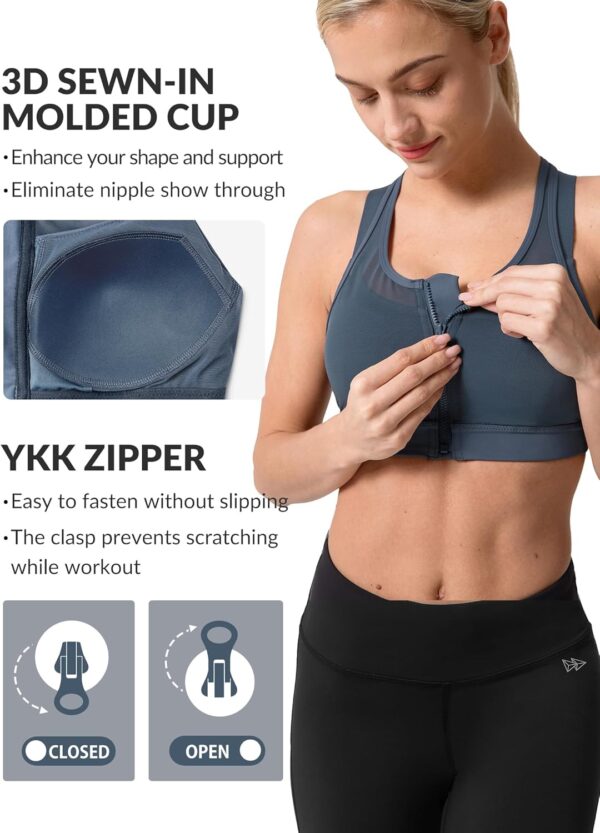 Yvette High Impact Women Sports Bra Front Closure Double Deck Mesh Running…