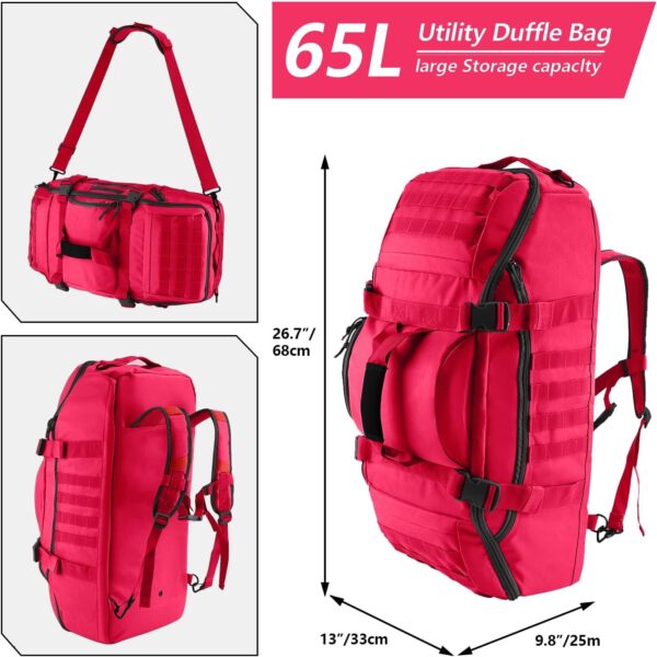 65L Large Duffle Bag, 3-in-1 Tactical Backpack MOLLE Pack for Sports, Gym,…