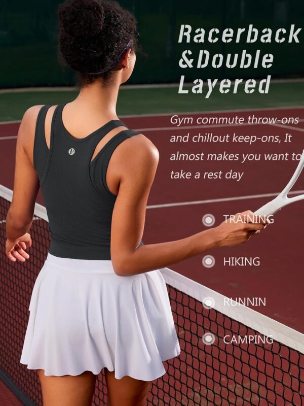 RUNNING GIRL Sports Bras for Women High Impact Seamless Ribbed Longline High…