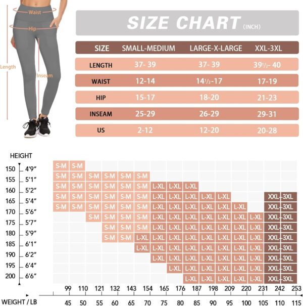 NEW YOUNG 3 Pack Leggings with Pockets for Women,High Waisted Tummy Control…