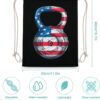 Kettlebell Barbell Usa Flag Drawstring Backpack Gym Bag Pull String Sport…