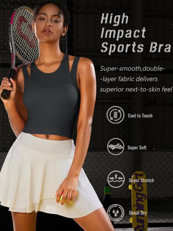 RUNNING GIRL Sports Bras for Women High Impact Seamless Ribbed Longline High…