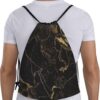 Drawstring Backpack For Women Men Waterproof Drawstring Bag Gold Black…