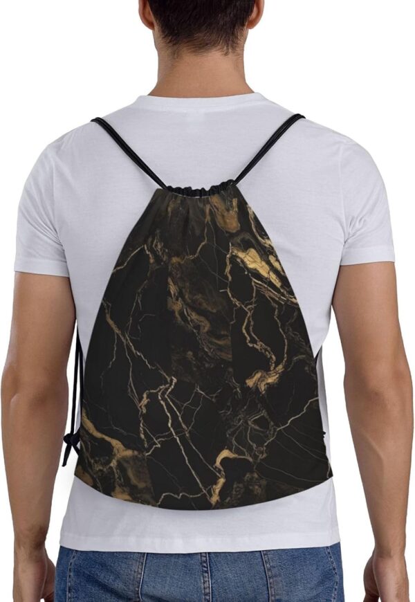 Drawstring Backpack For Women Men Waterproof Drawstring Bag Gold Black…