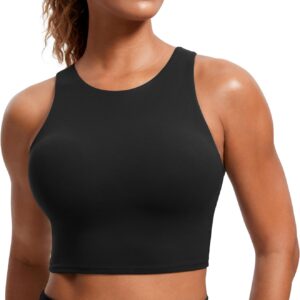 CRZ YOGA Butterluxe Racerback Longline Sports Bras for Women – High Neck…