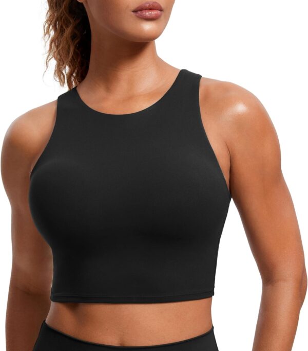CRZ YOGA Butterluxe Racerback Longline Sports Bras for Women – High Neck…