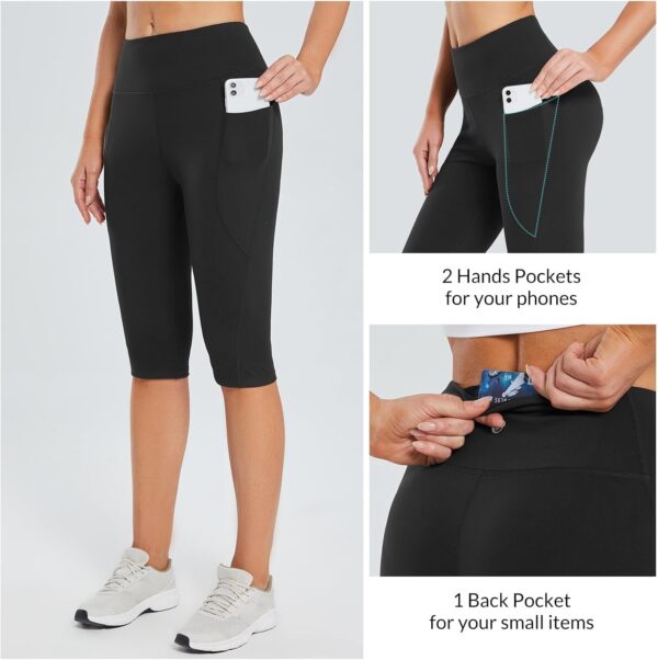 baleaf Women’s Capri Leggings with Pockets High Waisted Knee Length Capris…