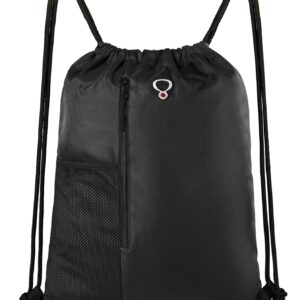 Drawstring Backpack Sports Gym Bag for Women Men Large Size With Two Zipper…