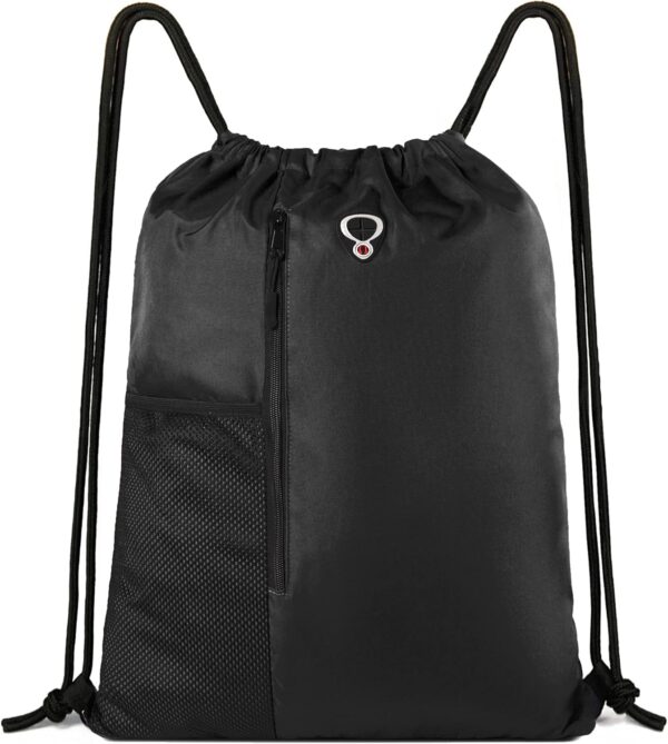 Drawstring Backpack Sports Gym Bag for Women Men Large Size With Two Zipper…